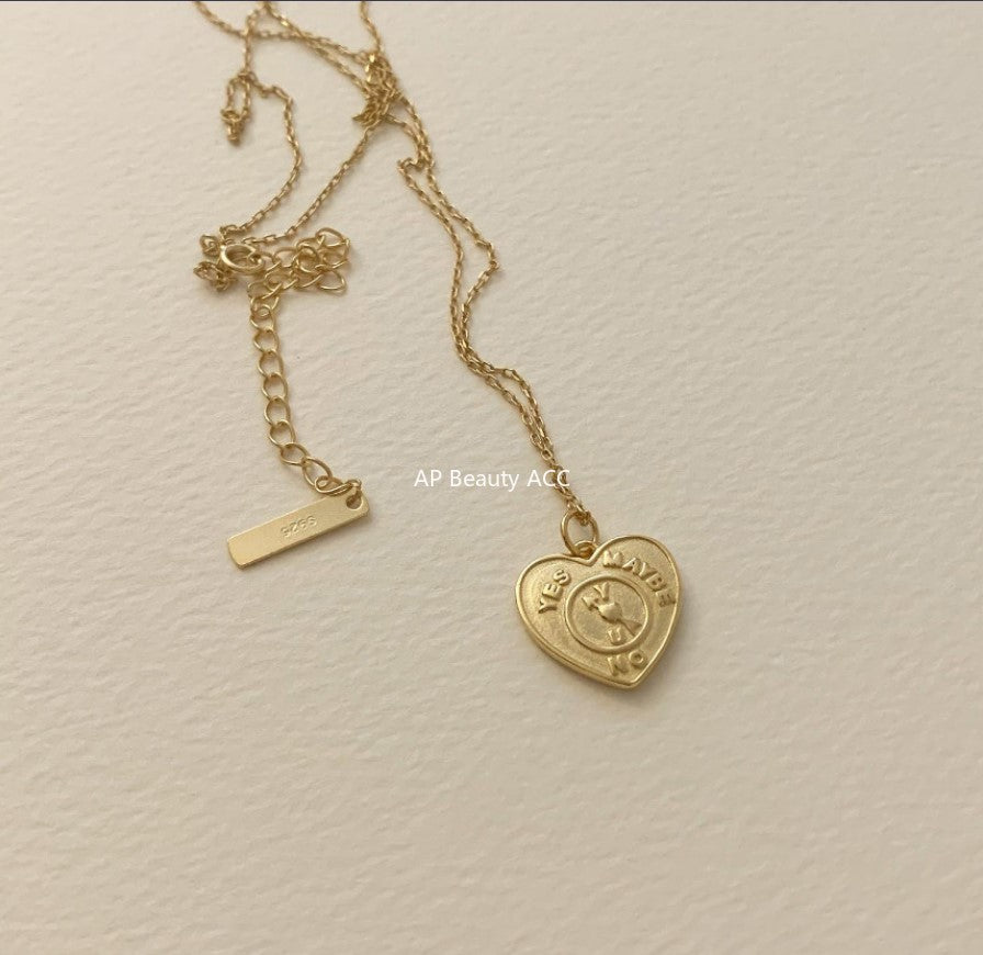 F관 - 925 실버 하트 카드 펜던트 목걸이 [B377-B378] 25.10-3