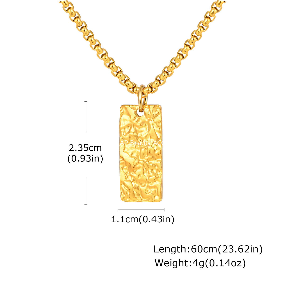 G관 - 스테인리스 직사각형 주름 펜던트 목걸이 [PN-2194] 25.11-1