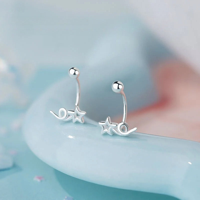 B관 - 925 실버 별 디자인 피어싱 귀걸이 반지 [YC3816R_1 YC3495E_1] 25.10-3