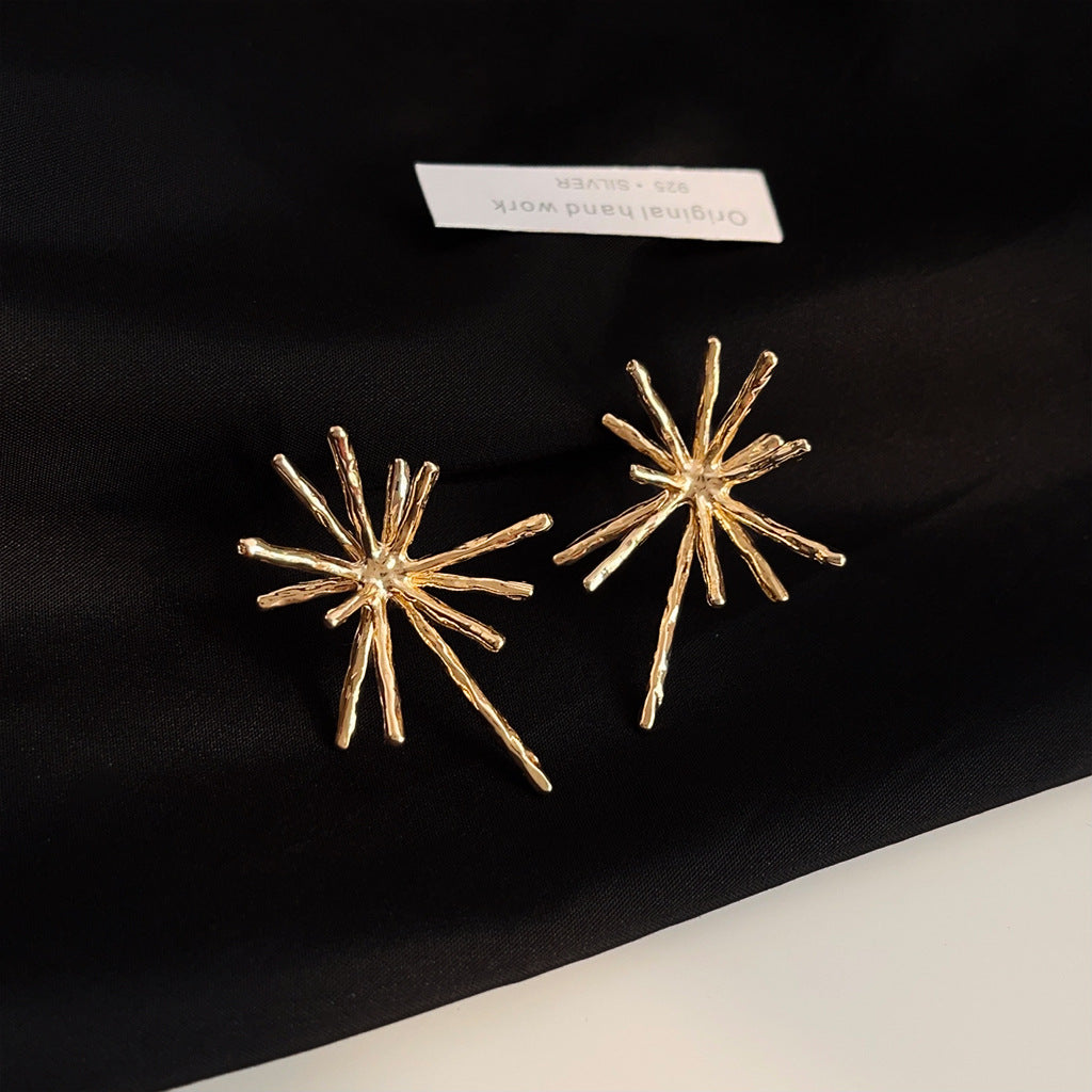 C관 - 불꽃 디자인 14K 도금 고급스러운 독창적 패션 귀걸이 [3585-3586] 24.01-2