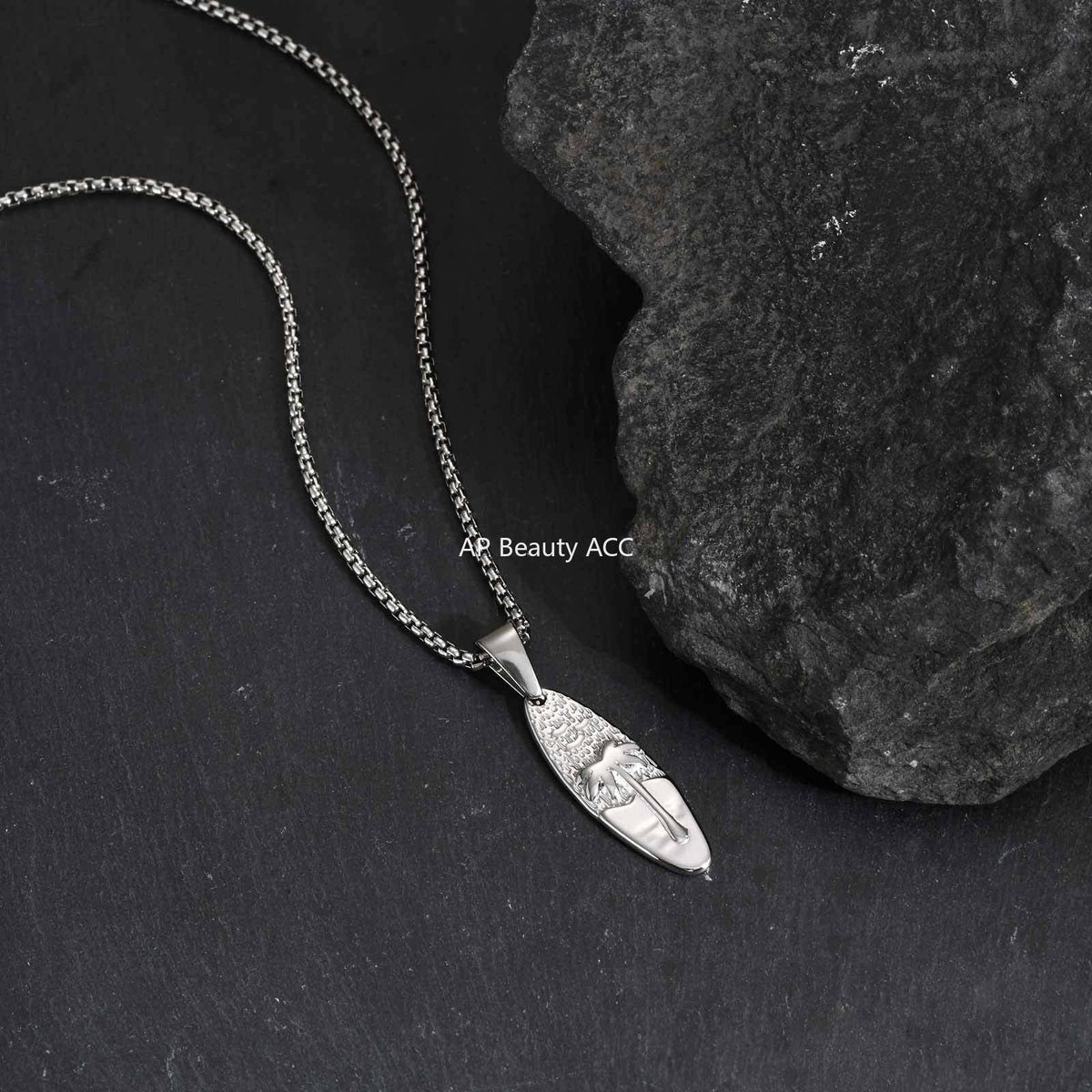 G관 - 스테인리스 타원형 야자수 펜던트 목걸이 [PN-2159] 25.10-5