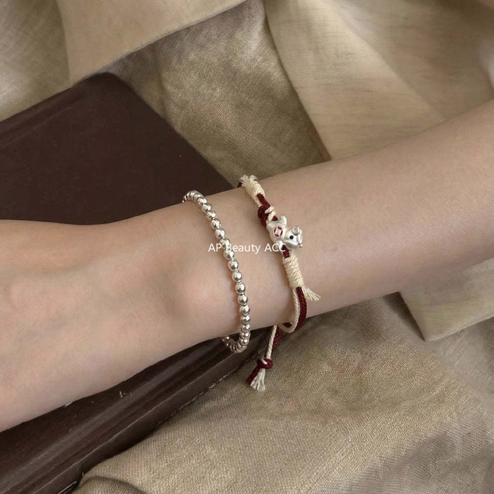 A관 - 999 실버 코인 말 말띠 펜던트 스트랩 팔찌 [1631] 25.12-3