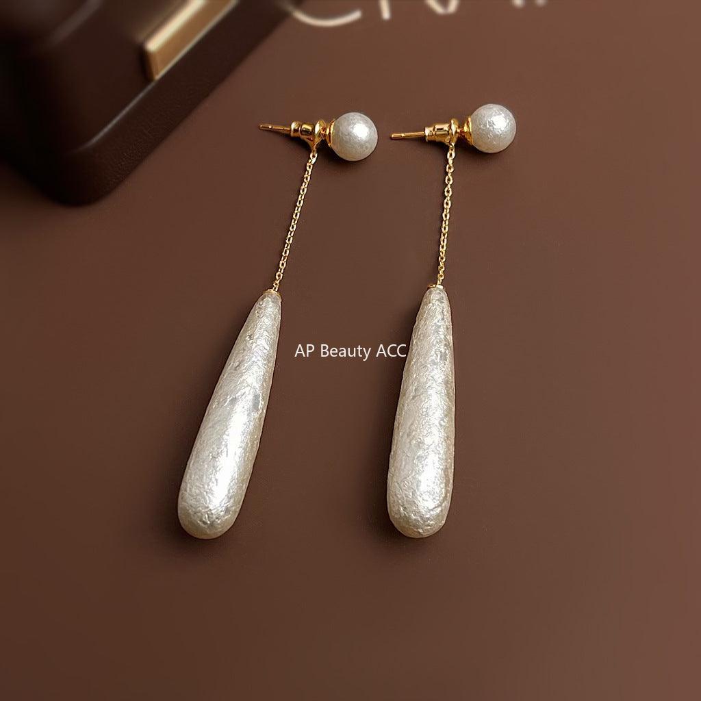 C관 - 눈꽃 진주 물방울 롱 드롭형 귀걸이 [5810] 25.04-2