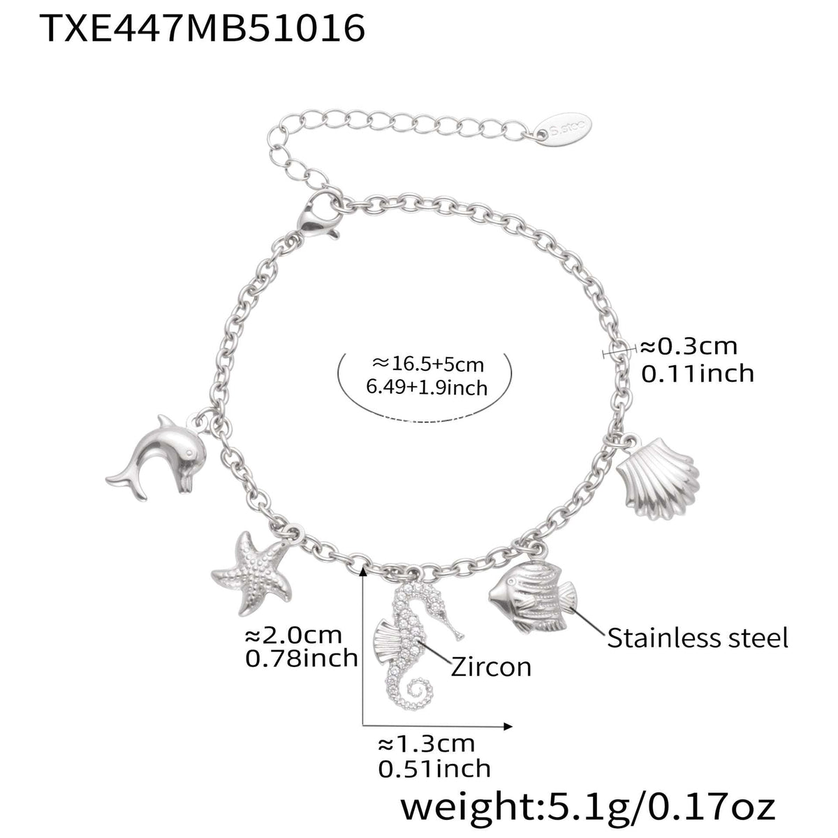 D관 - 스테인리스 스틸 해양생물 큐빅 펜던트 목걸이 팔찌 [TXP447] 25.10-4