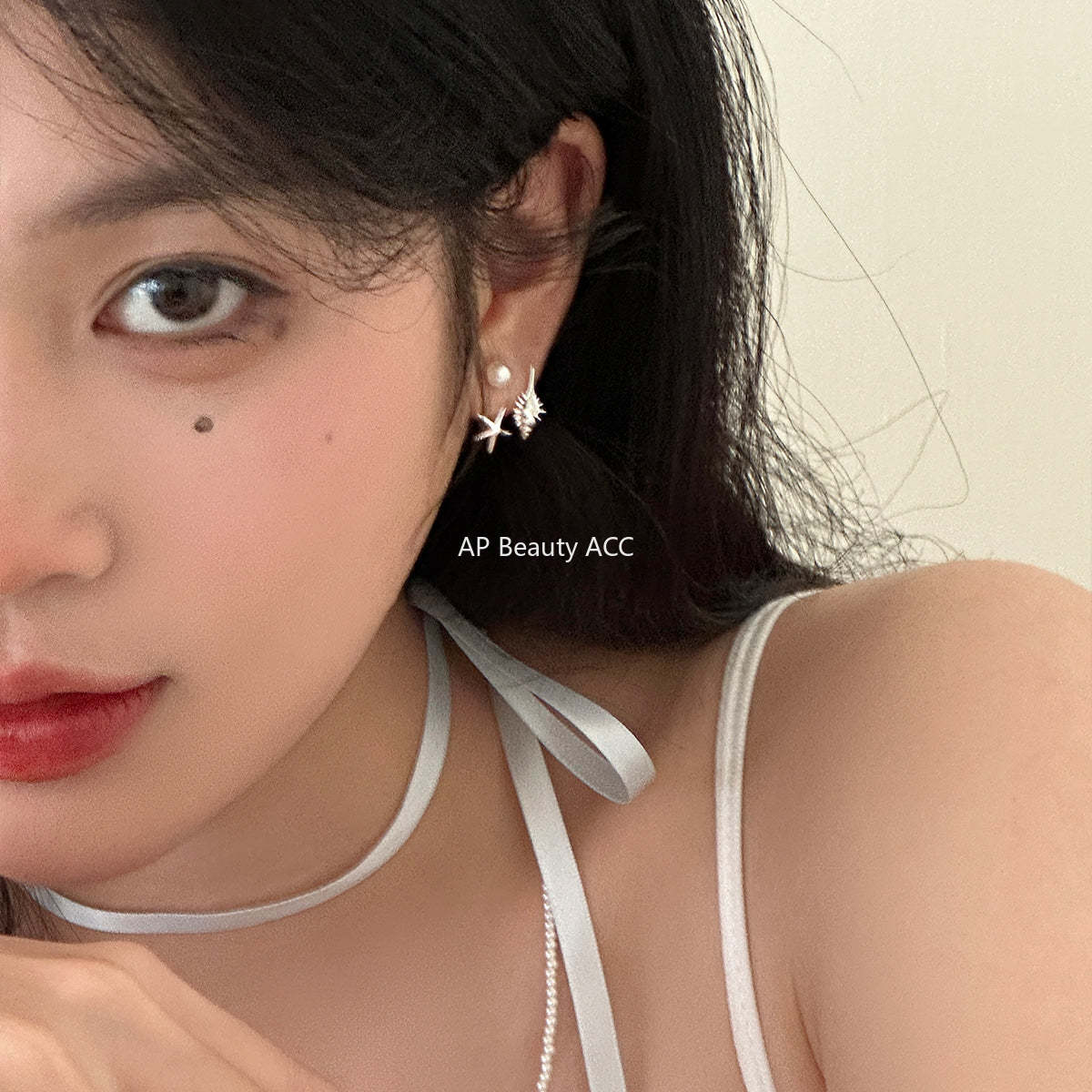 A관 - 진주 조개 불가사리 디자인 925 은침 귀걸이 [EH-3098.eb-SJ] 25.12-1