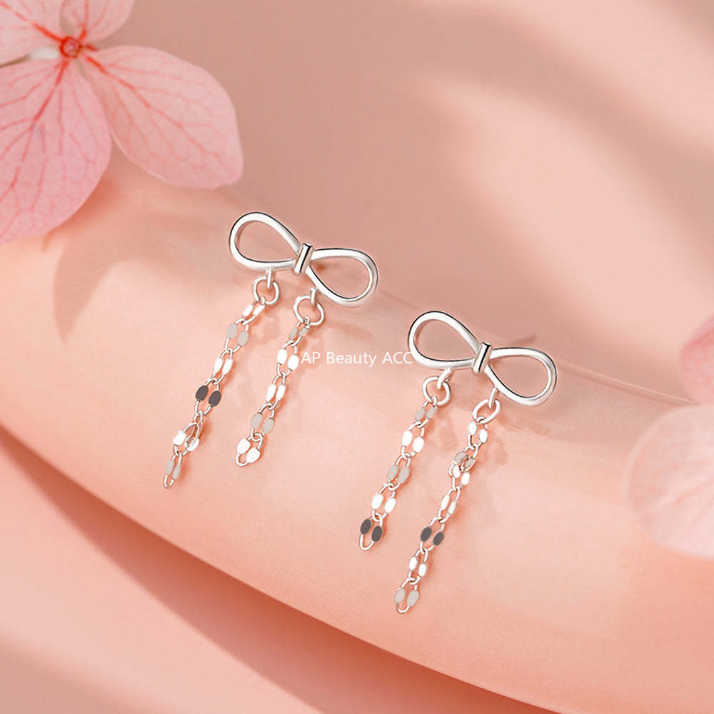 B관 - 925 실버 리본 체인 디자인 귀걸이 [YC4061E_1] 25.12-3