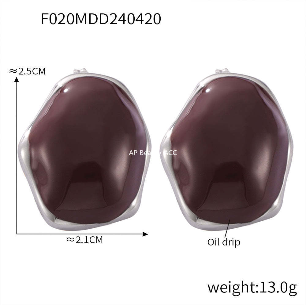 D관 - 블랙 글라스 펜던트 미니멀 캐주얼 럭셔리티타늄 스틸 도금 목걸이 귀걸이 [F020-P020] 24.04-4