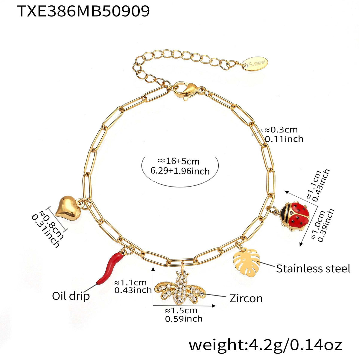 D관 - 스테인리스 스틸 큐빅 벌 하트 나뭇잎 펜던트 목걸이 팔찌 [TXP386-TXE386] 25.09-2