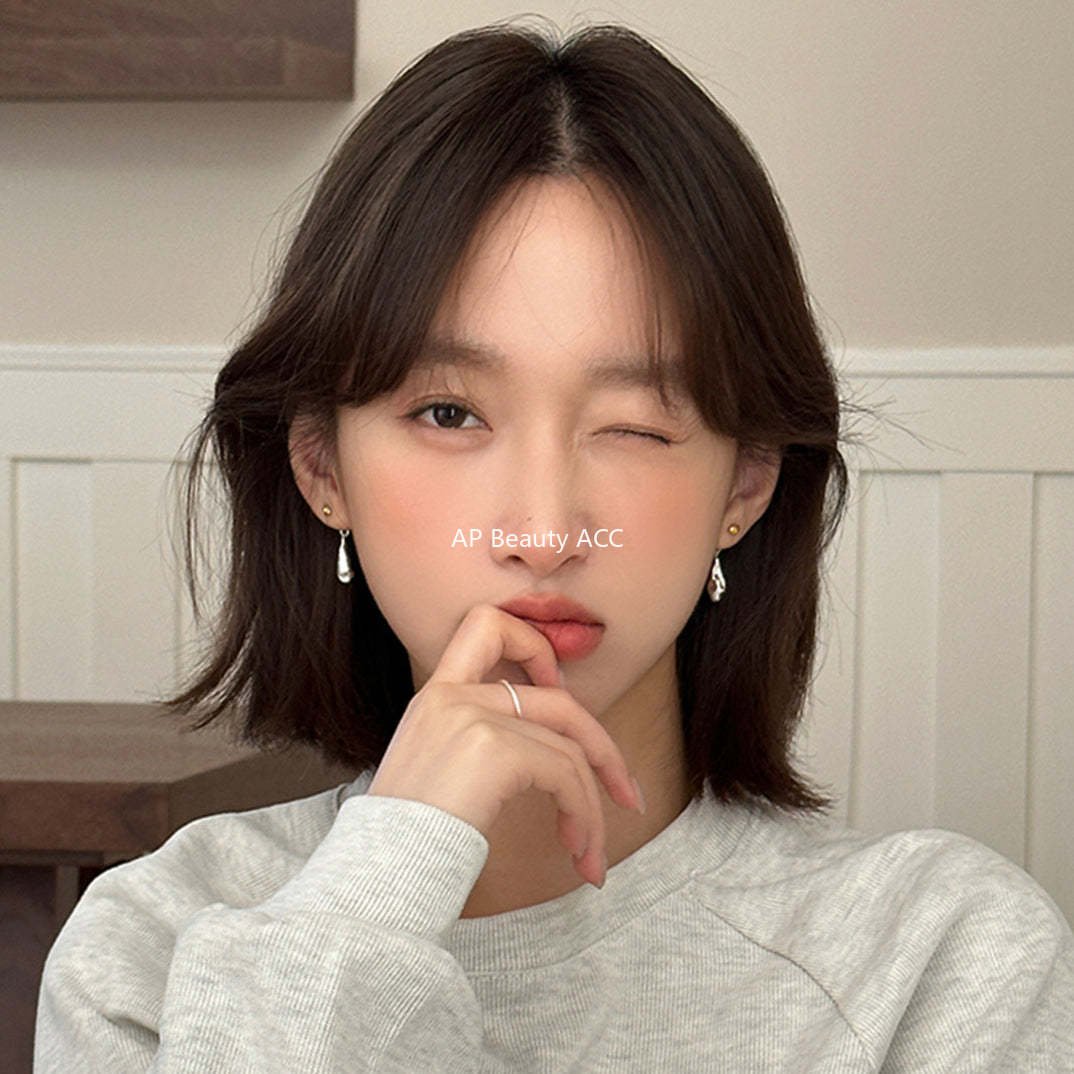 A관 - 은침 비정형 투톤 물방울 귀걸이 [EH-3314] 24.11-3