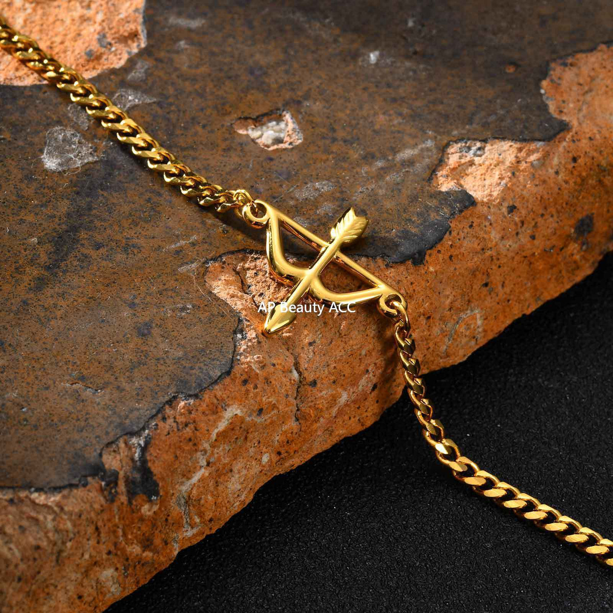 G관 - 스테인리스 스틸 체인 활 모양 펜던트 팔찌 [BR-2621] 25.11-1