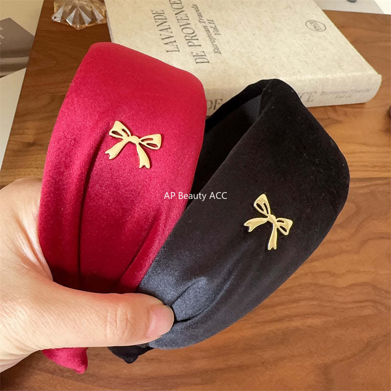 E관 - 가을겨울 벨벳 리본 디자인 와이드 머리띠 [27731] 25.11-4