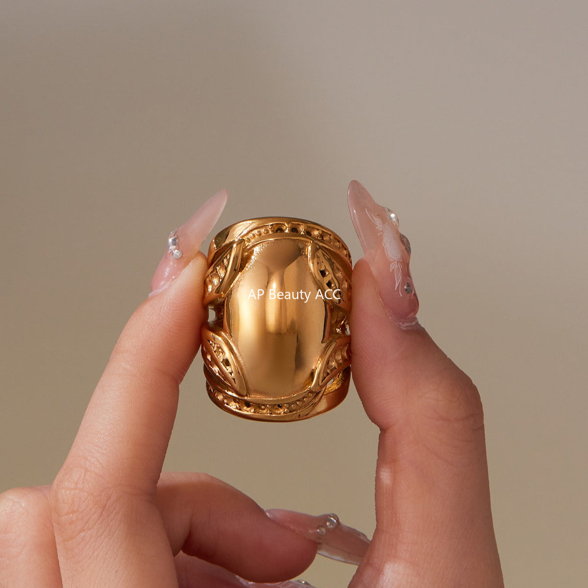 D관 - 18K 골드 도금 스테인리스 스틸 볼드 반지 [A677] 25.10-1