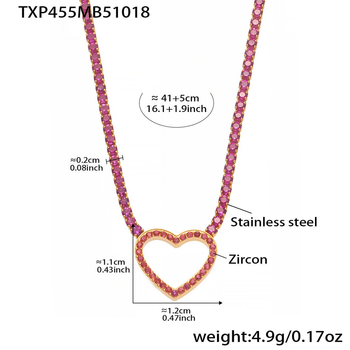 D관 - 스테인리스 스틸 풀큐빅 하트 체인 귀걸이 목걸이 팔찌 [TXP455] 25.10-4