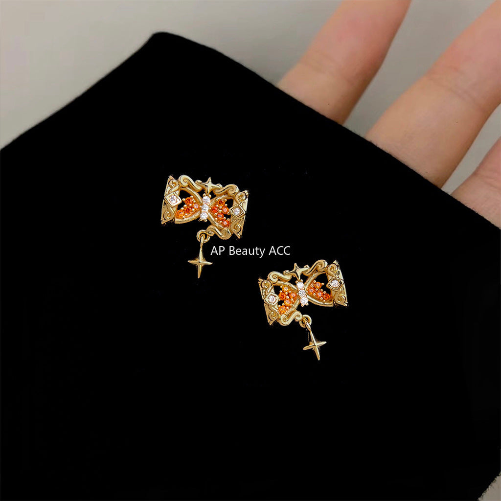 C관 - 925 은침 별 모래시계 디자인 큐빅 귀걸이 [6907] 25.10-2