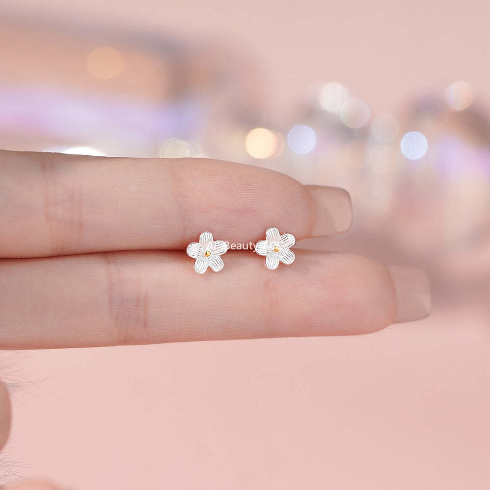 B관 - 999 실버 플라워 모양 스터드 귀걸이 [YC9023E_1] 25.12-1