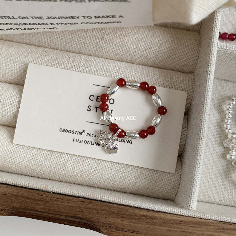 A관 - 플라워 잎사귀 복주머니 말 사과 미니 펜던트 925실버 반지 [RB] 25.11-4