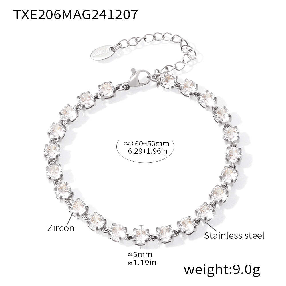 D관 - 18K 골드 도금 스테인리스 스틸 핸드메이드 5mm 컬러 큐빅 목걸이 팔찌 [TXP206-TXE206] 24.12-2