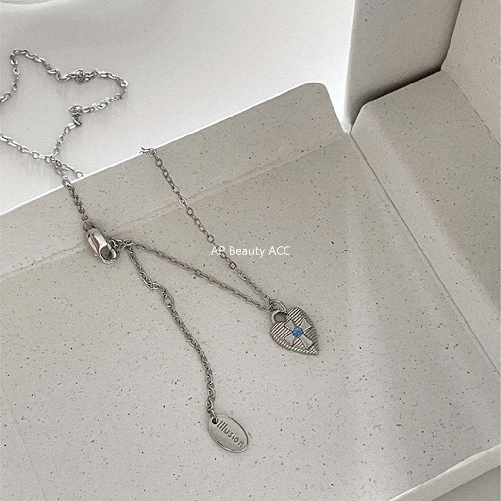 A관 - 925 실버 하트 십자가 큐빅 체인 목걸이 [XL-1209] 25.10-4