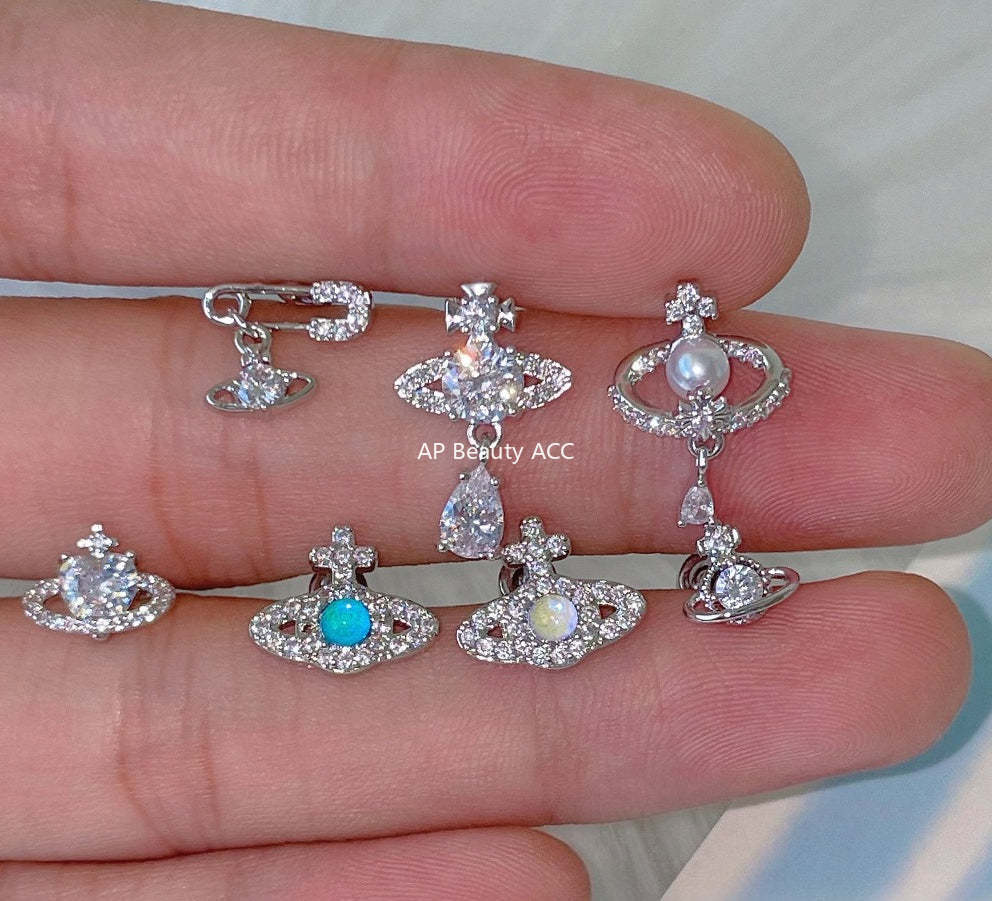 A관 - 큐빅 행성 티타늄 스틸 피어싱 귀걸이 [EH-4347] 25.12-1