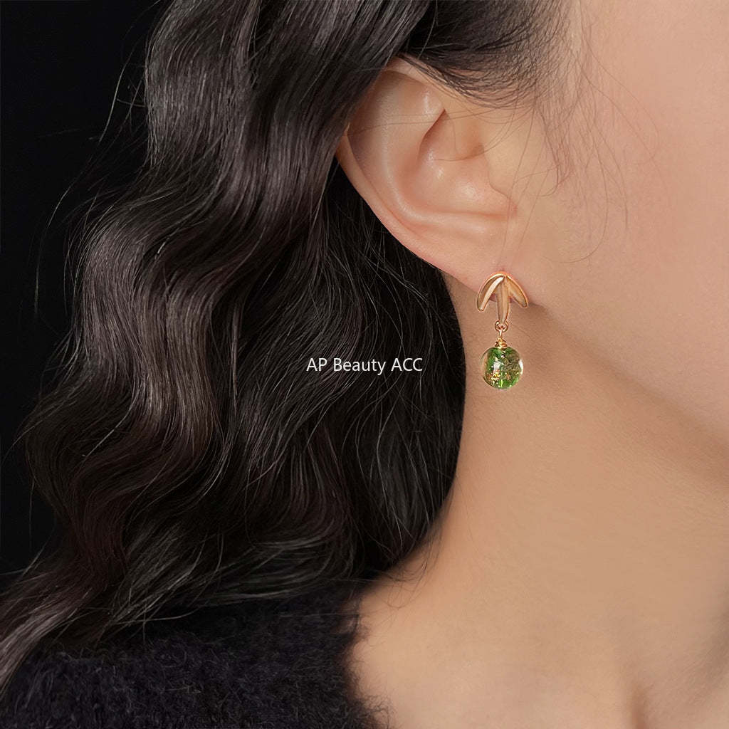 C관 - 대나무 컬러 글래스 핸드메이드 귀걸이 [5590] 25.02-3