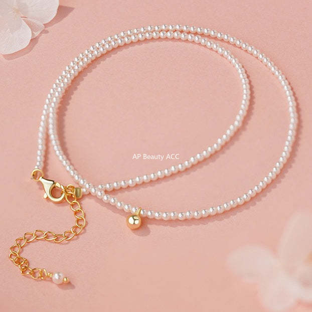 B관 - 925 실버 진주 골드 비즈 목걸이 [YC4062N] 25.10-2