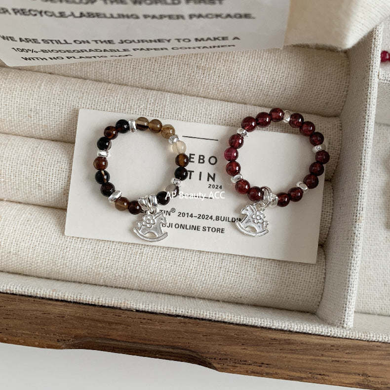 A관 - 플라워 잎사귀 복주머니 말 사과 미니 펜던트 925실버 반지 [RB] 25.11-4