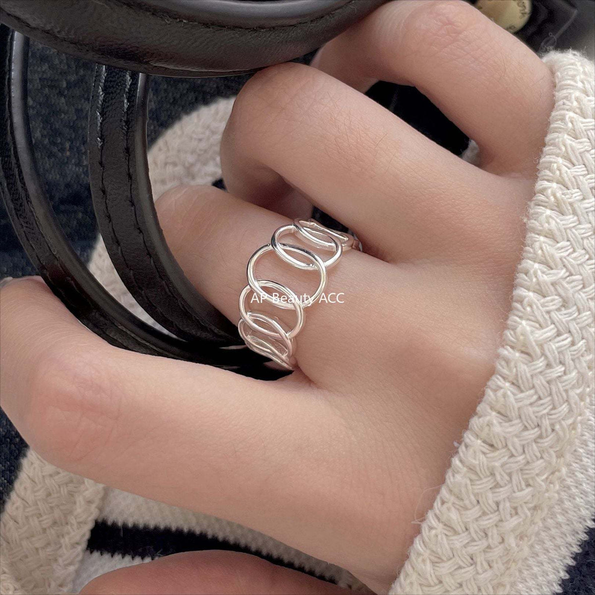 F관 - 925 실버 라인 타원 오픈형 반지 [J1899] 25.12-2