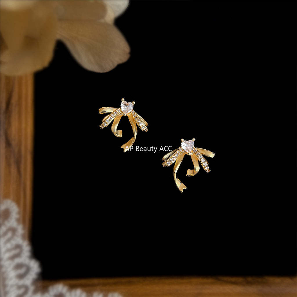 C관 - 925 은침 큐빅 리본 디자인 귀걸이 [6953] 25.10-4