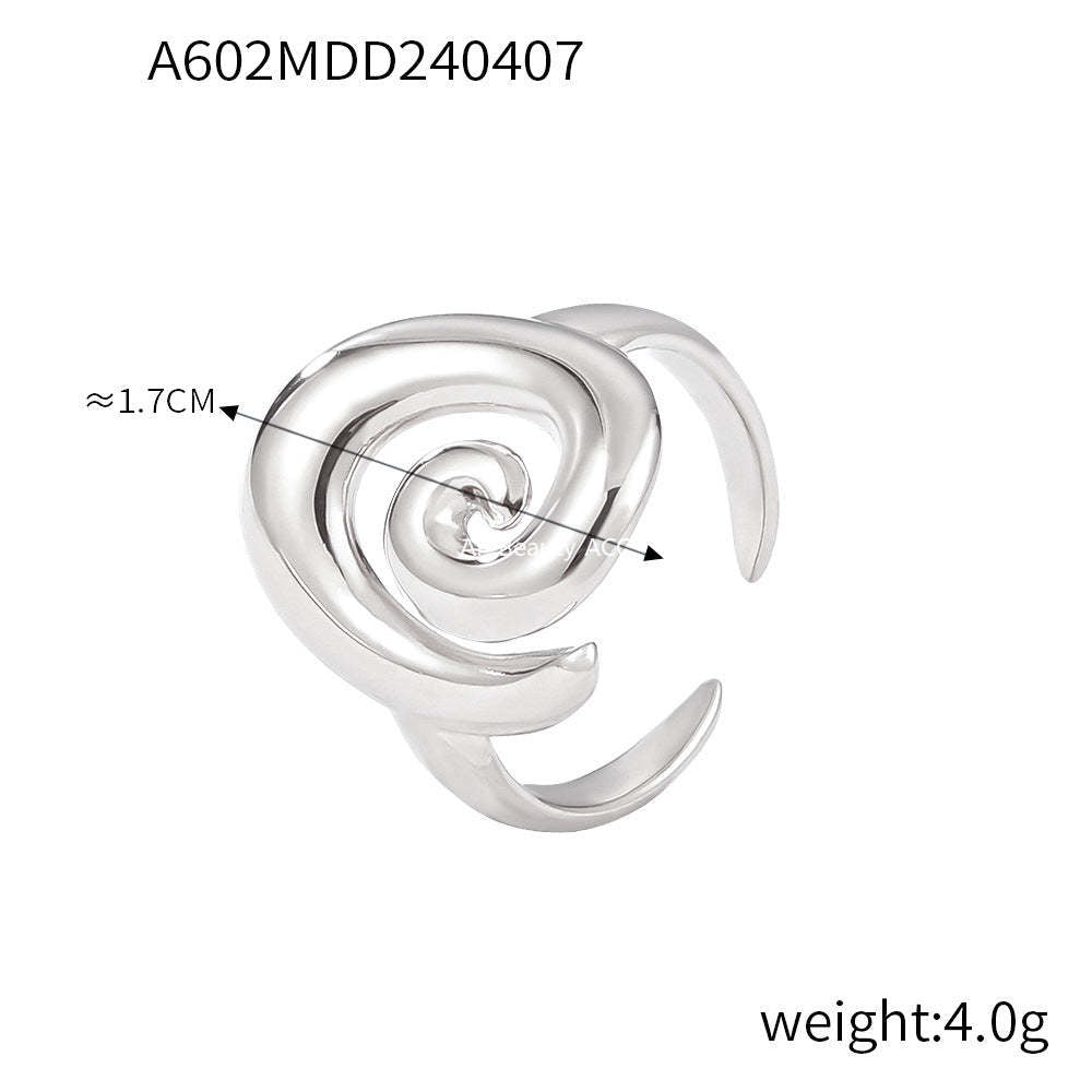 D관 - 회전 나사무늬 티타늄 스틸 큐빅 반지 귀걸이 [A602-F1287] 24.04-2