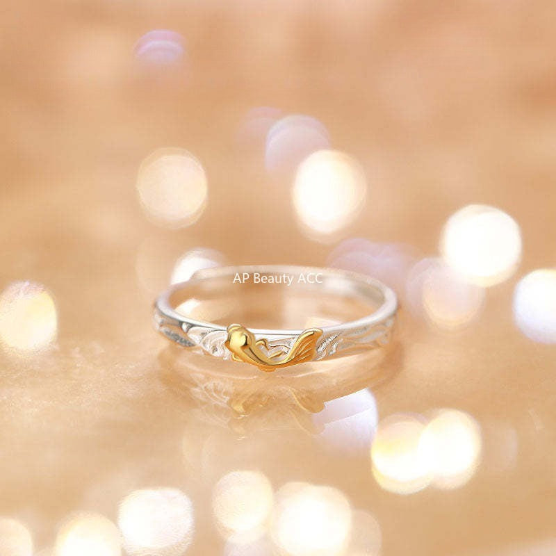 B관 - 999 실버 텍스처 물고기 디자인 커플 반지 [YC3769R_1] 25.11-3