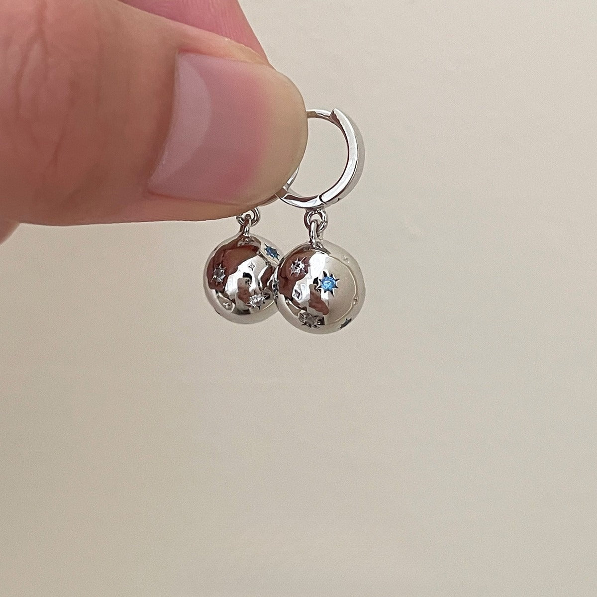 A관 - 큐빅 볼 펜던트 925 은침 링 귀걸이 [EH-4124] 25.12-2