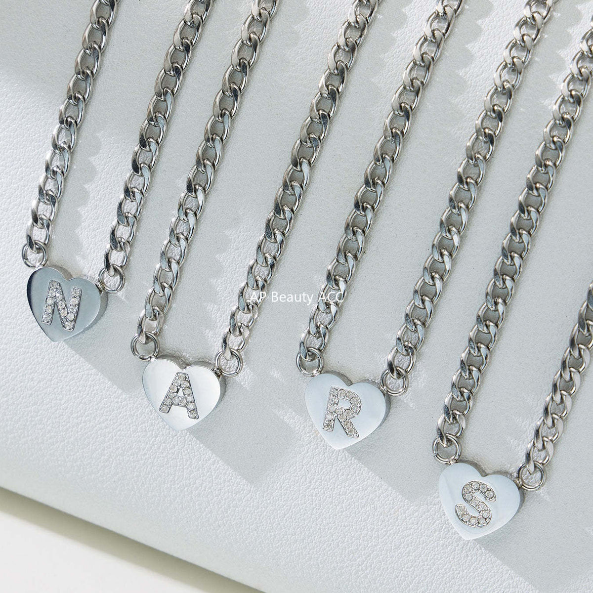 D관 - 스테인리스 스틸 하트 알파벳 큐빅 18K 도금 펜던트 목걸이 [RP021] 25.12-1