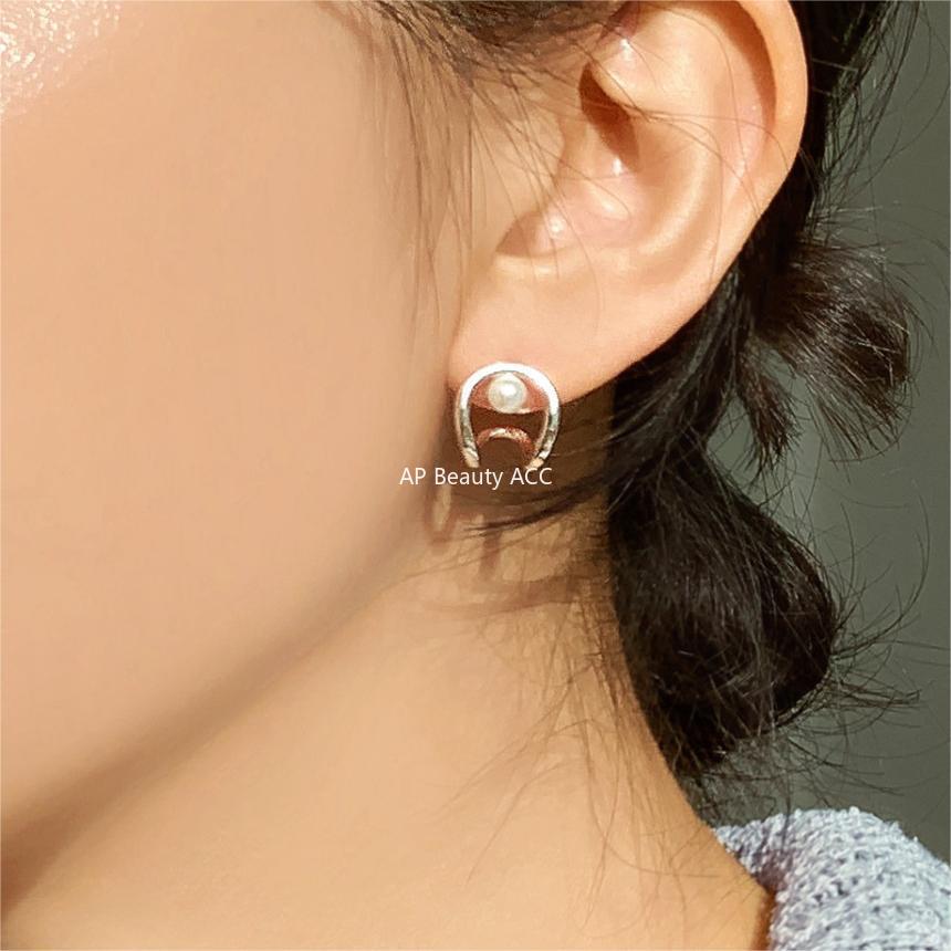 F관 - 925 실버 모조 진주 더블 라인 귀걸이 [C1231] 25.10-5