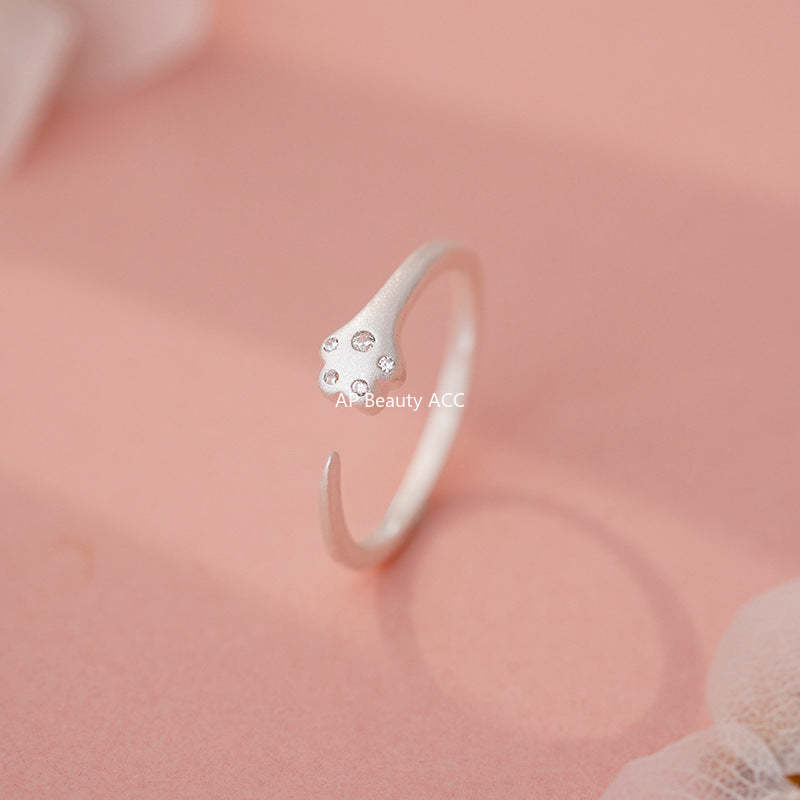 B관 - 999 실버 고양이 발 디자인 오픈형 반지 [YC3624R_1] 25.10-4