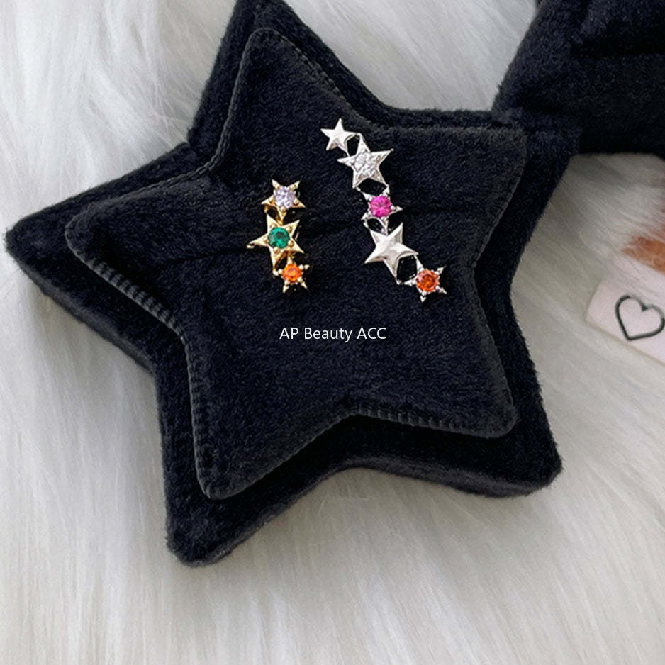 A관 - 925 은침 컬러 큐빅 별 귀걸이 [EH-4028] 25.10-2