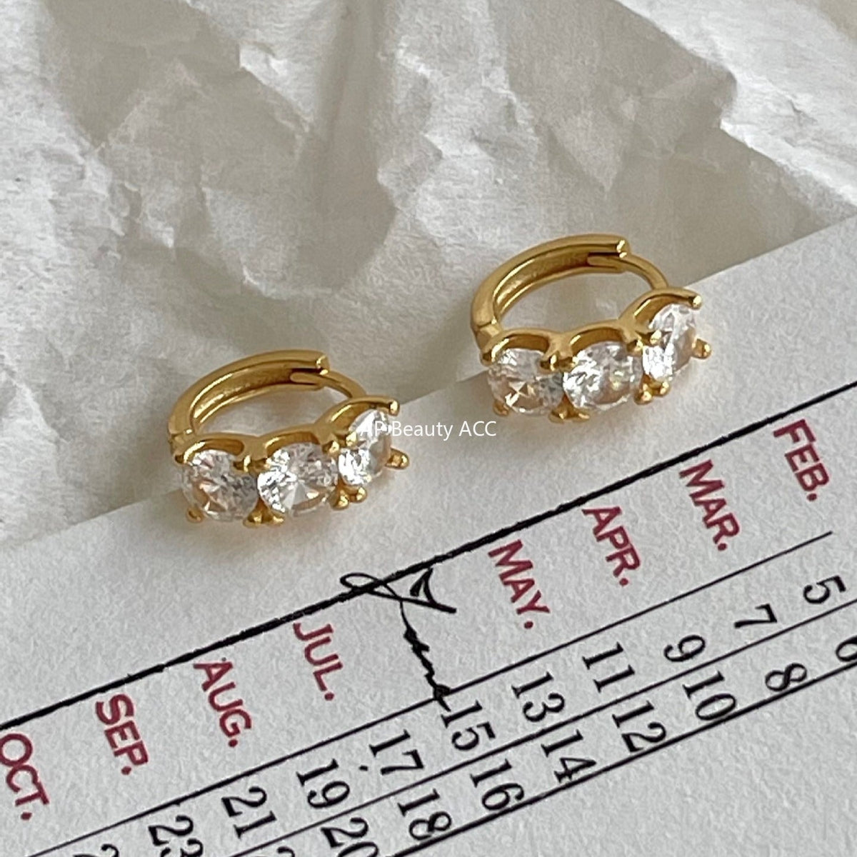 F관 - 925 실버 트리플 큐빅 링 귀걸이 [C1418] 25.11-1