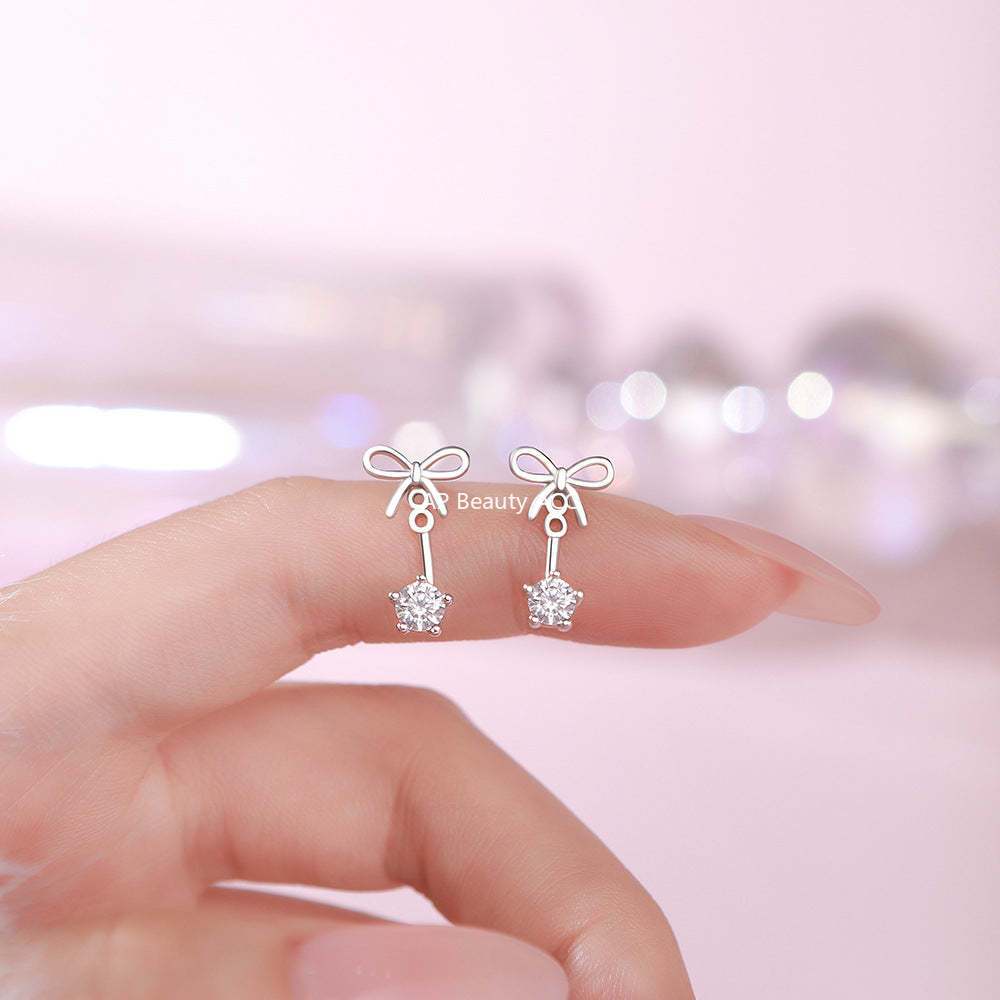 B관 - 925 실버 리본 큐빅 귀걸이 [YC2439E_1] 25.12-1