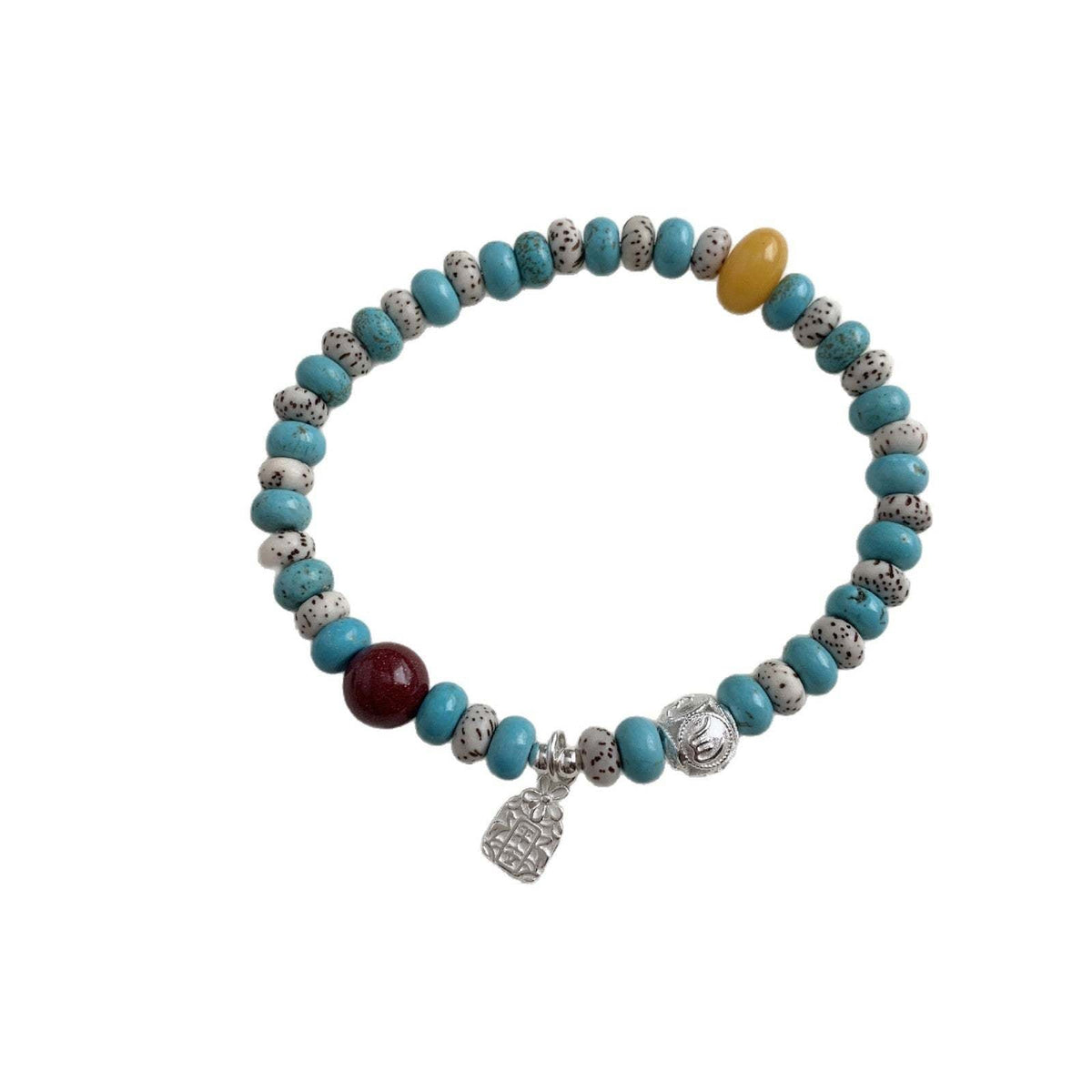 A관 - 925 실버 터키석 자금사 비즈 팔찌 [1529] 25.11-3