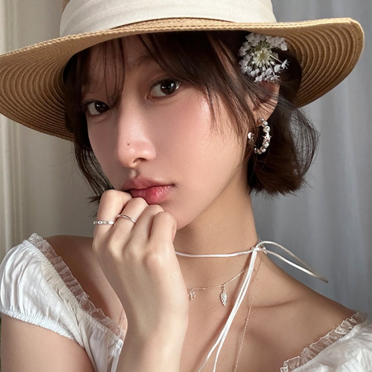 A관 - 925 은침 진주 별 큐빅 C형 귀걸이 [EH-4113] 25.10-5