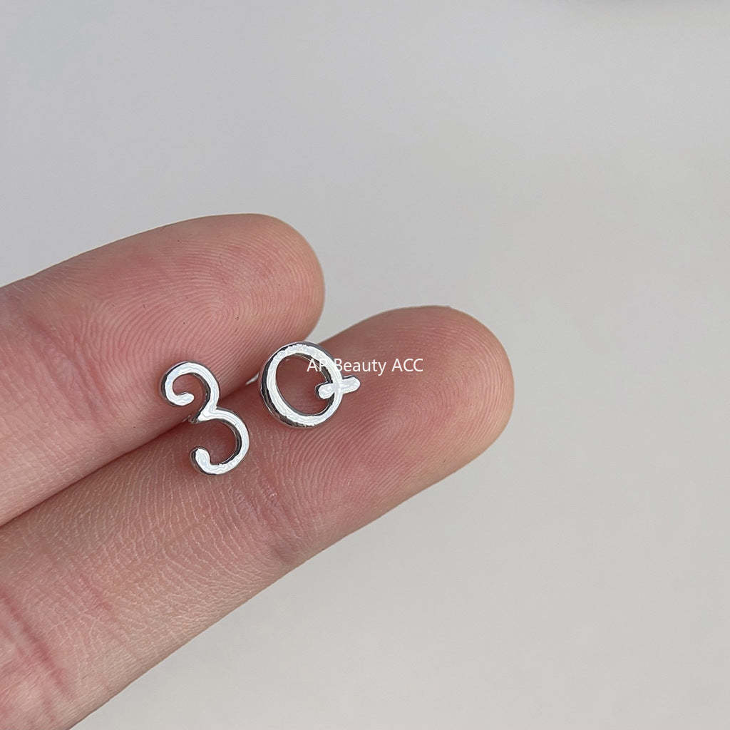 C관 - 개성 있는 귀여운 미니 백금 도금 은침 귀걸이 [3860] 24.04-3