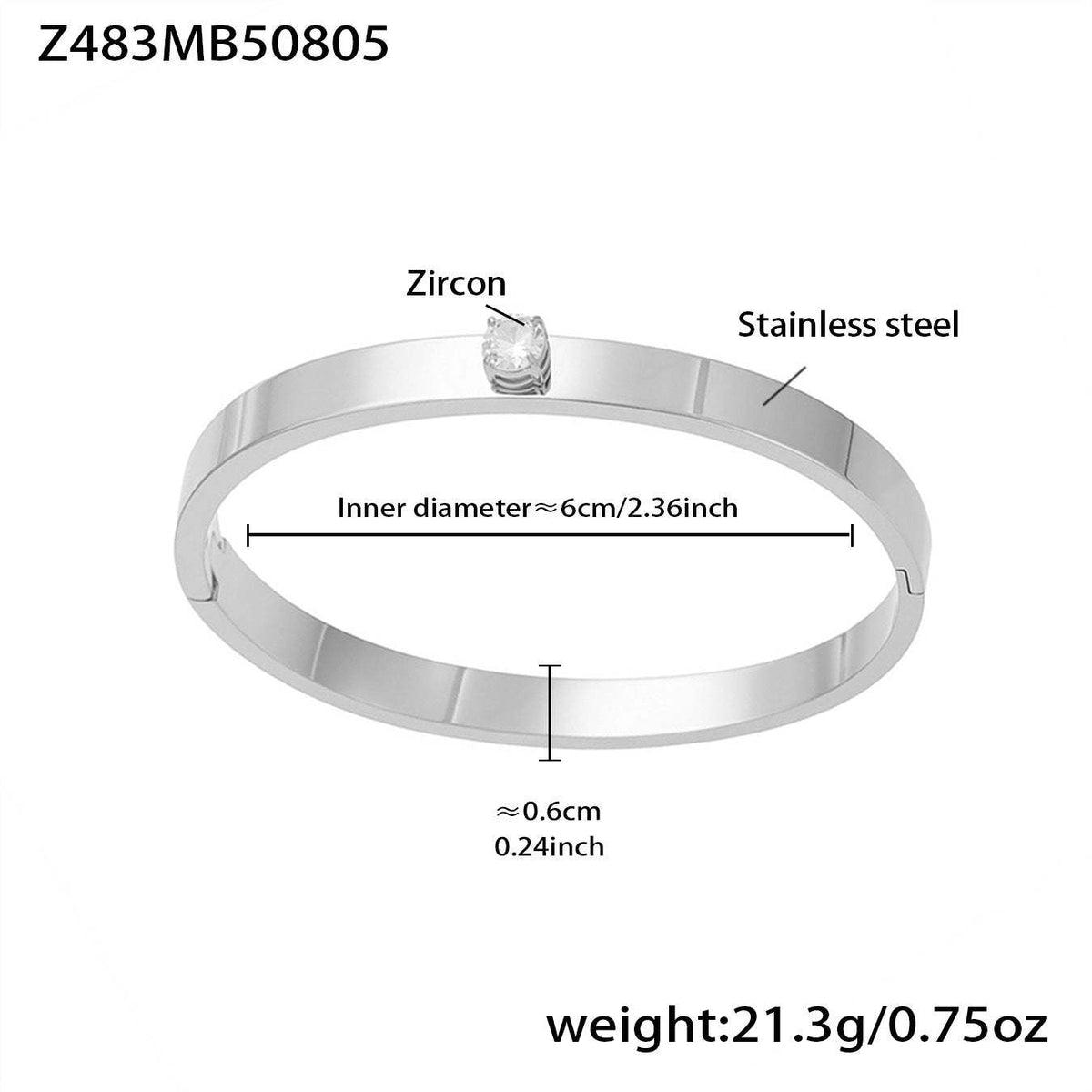 D관 - 스테인리스 스틸 대나무 마디 디자인 풀큐빅 버클 팔찌 [Z480] 25.08-3