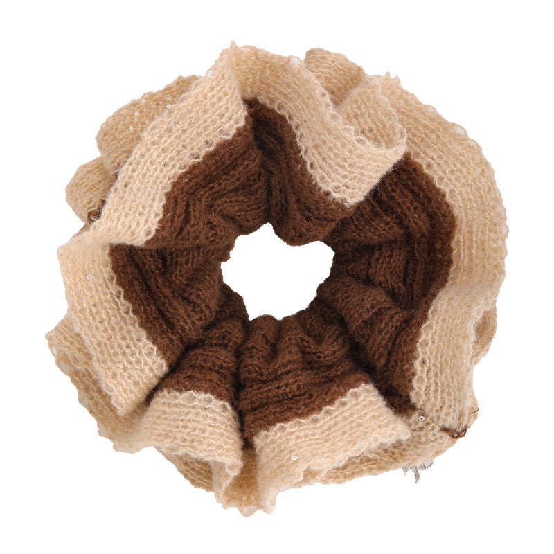 E관 - 배색 니트 소재 포니테일 곱창 헤어밴드 [27604] 25.10-4