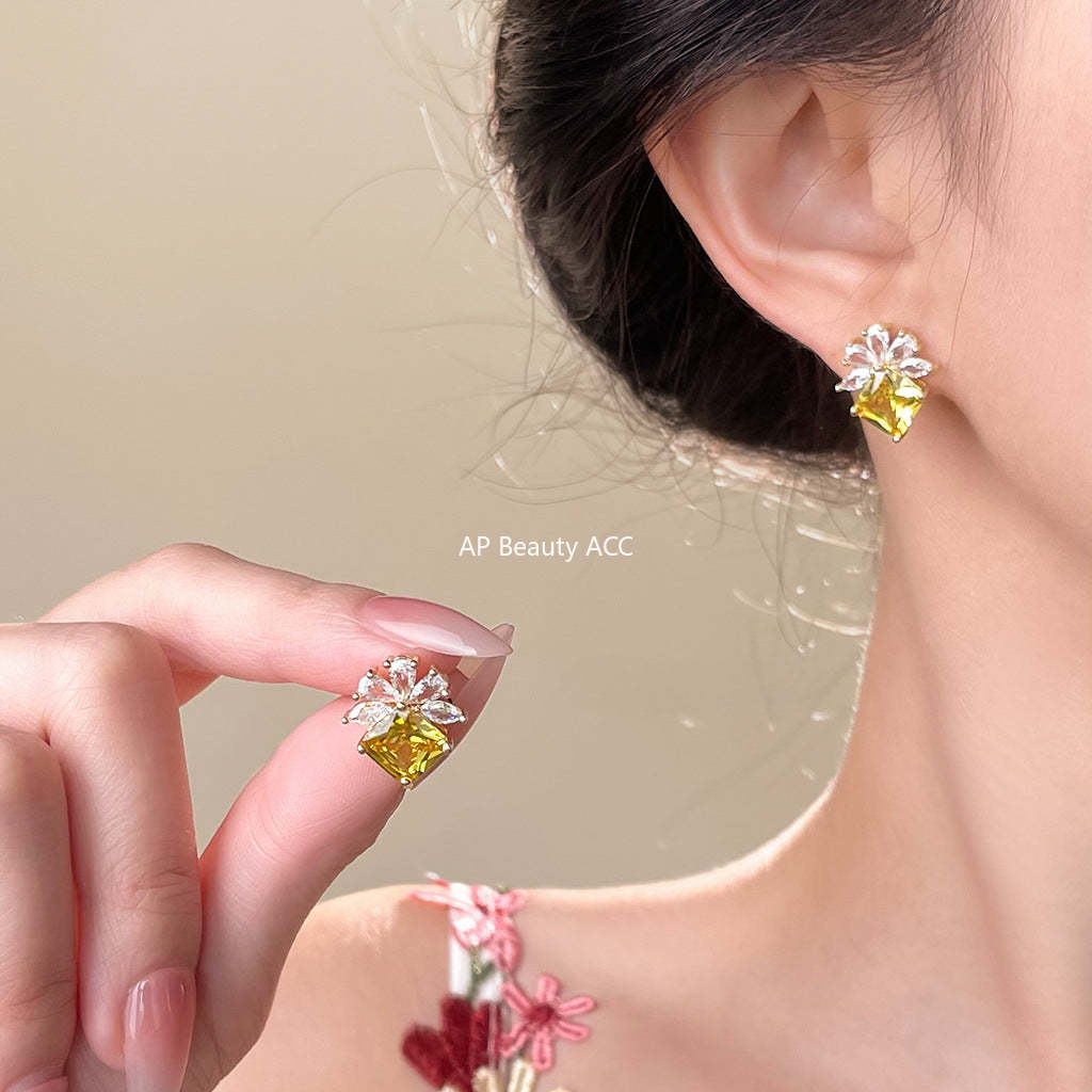 C관 - 925 은침 14K 도금 큐빅 젬스톤 귀걸이 [6044] 25.05-3