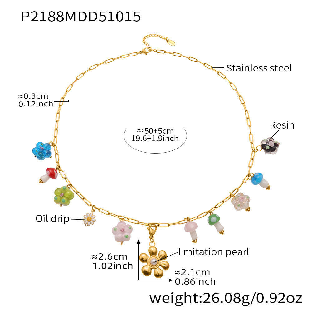 D관 - 스테인리스 스틸 나비 큐빅 레진 에나멜 펜던트 목걸이 [P2183] 25.10-4