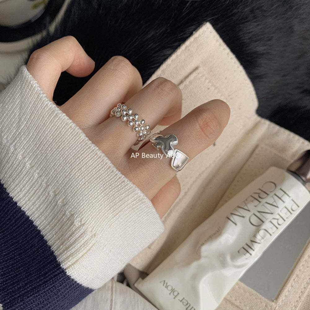 A관 - 925 실버 유광 핸드메이드 비즈 묶음 반지 팔찌 [JA2] 25.09-4