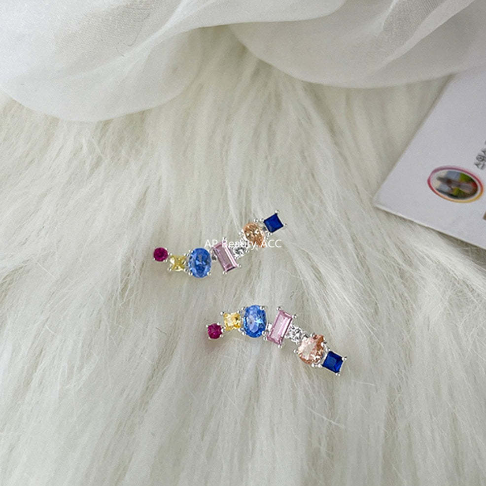 A관 - 925 은침 컬러 큐빅 디자인 귀걸이 [EH-3982] 25.09-4