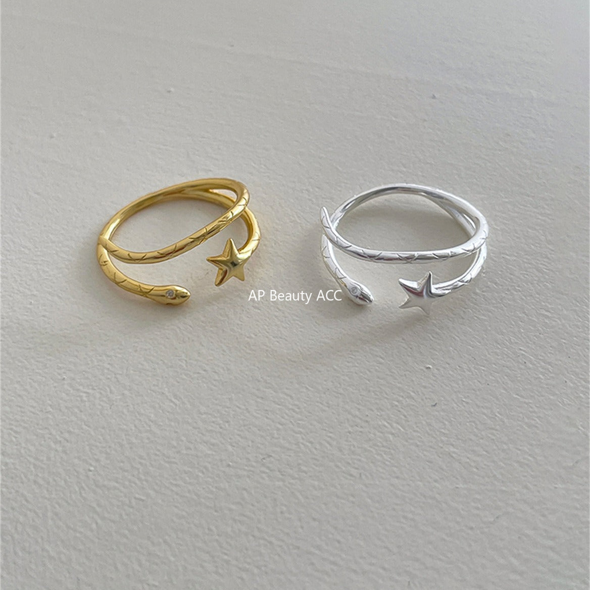 A관 - 925 실버 별 뱀 디자인 오픈형 반지 [JZ-0718] 25.10-3