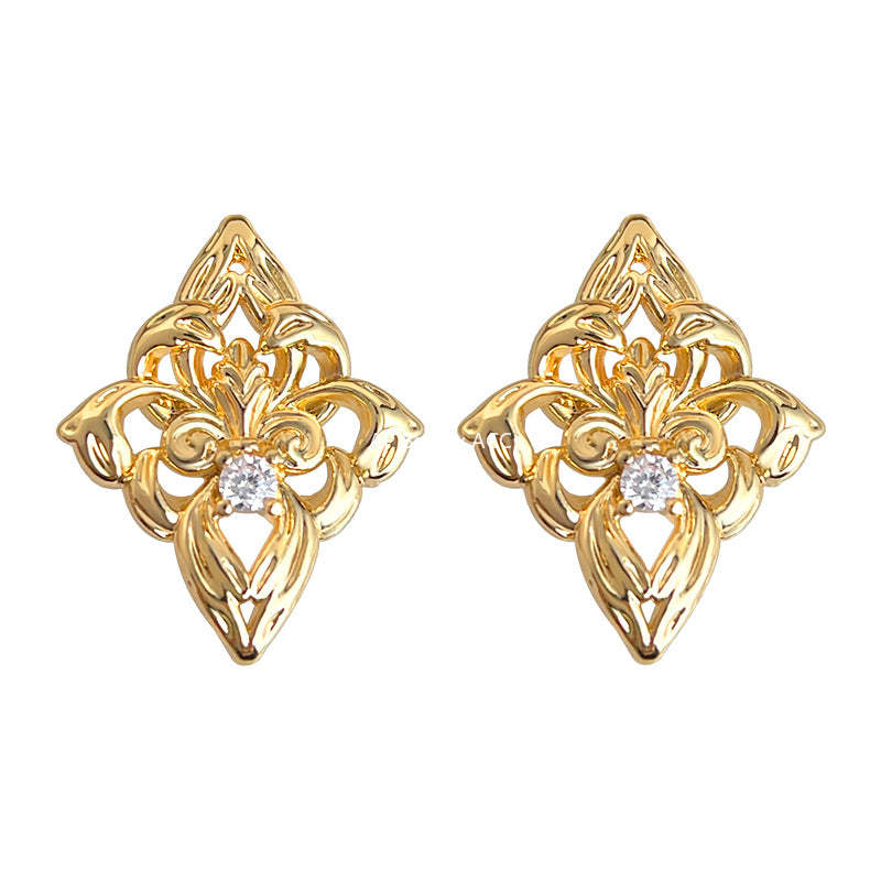 C관 - 다이아 모양 플라워 큐빅 925 은침 귀걸이 [7164] 25.11-4