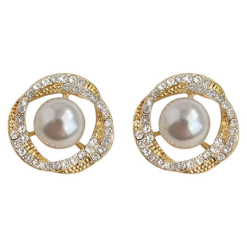 C관 - 미니멀 글라스 큐빅 레진 진주 14K 도금 트렌디 귀걸이 [3642] 24.03-3