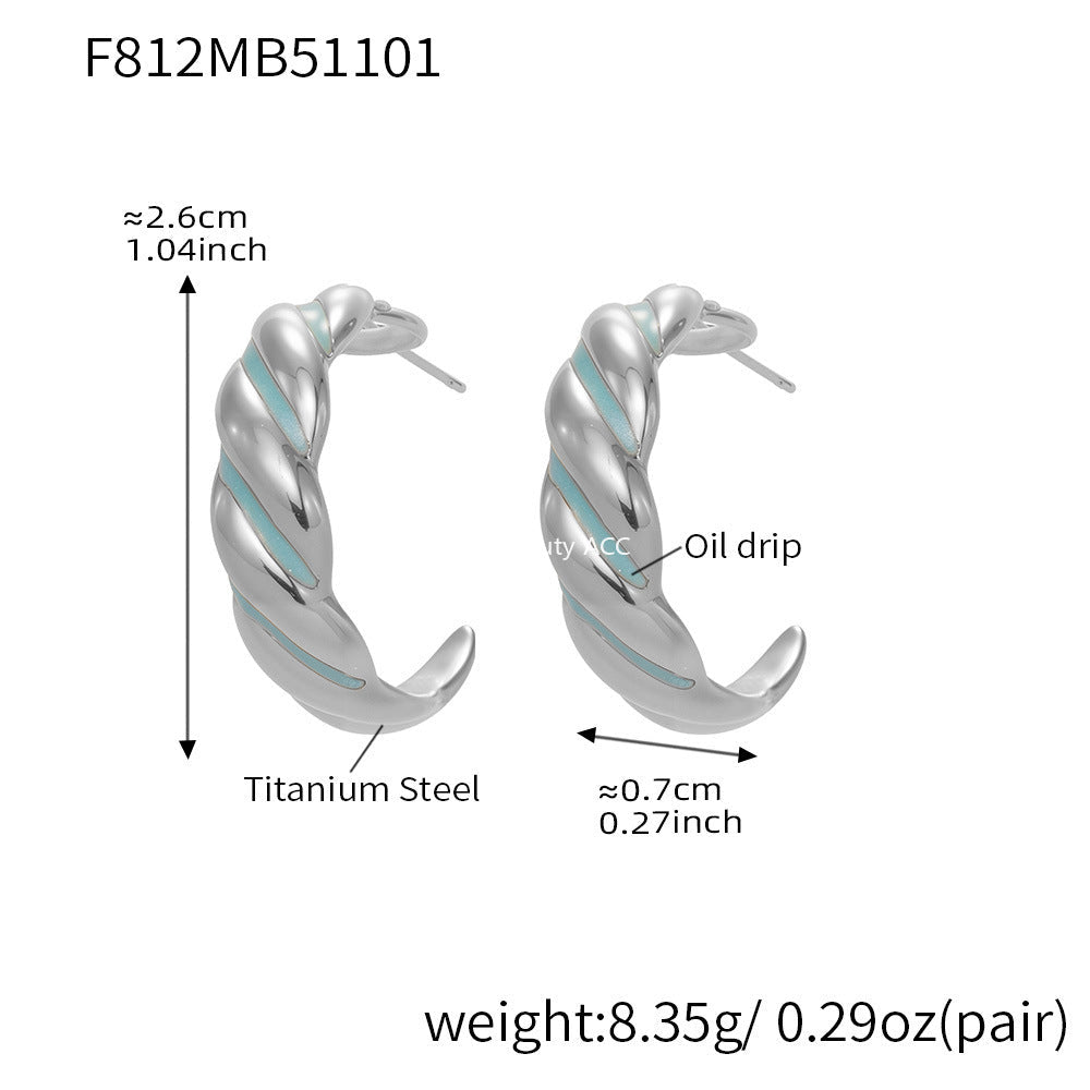 D관 - 스테인리스 18K 도금 트위스트 디자인 귀걸이 [F812] 25.11-1
